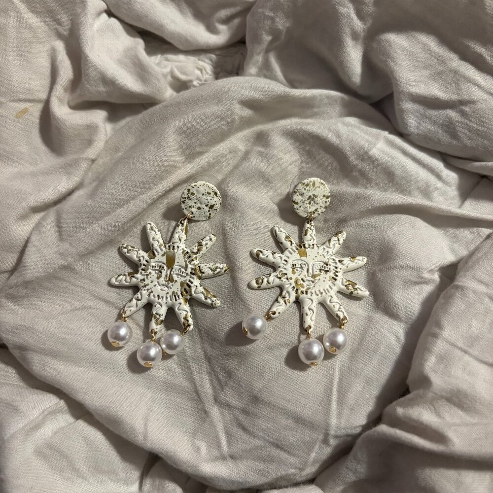 Free People Golden Solstice Celestial Statement Earrings